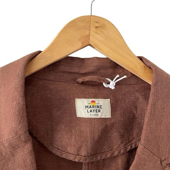 Marine Layer Flora Hemp Tencel Blazer Oversize Brown Women's Size XL NWOT - Picture 8 of 16